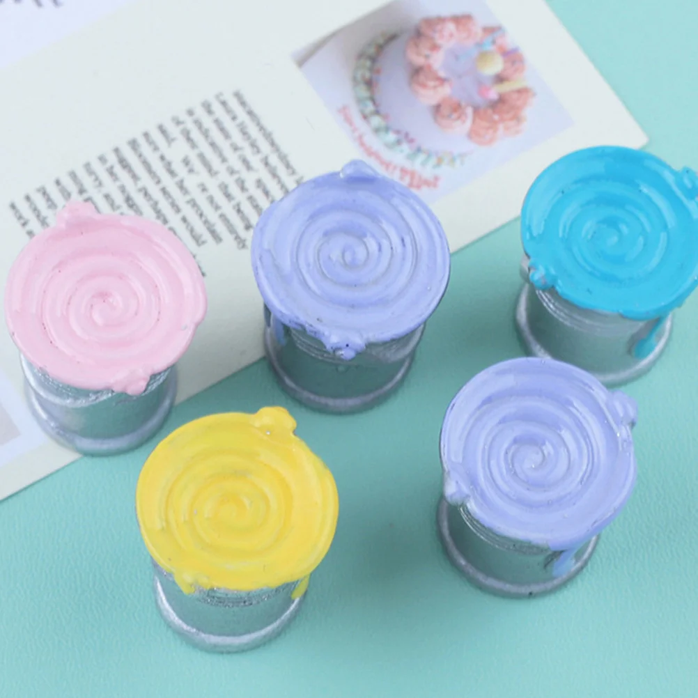 

8pcs Mini Bucket For Decor Tiny Paint Pot, Micro Landscape Prop, Mini House Accessories, Resin Craft, Small House Decoration,