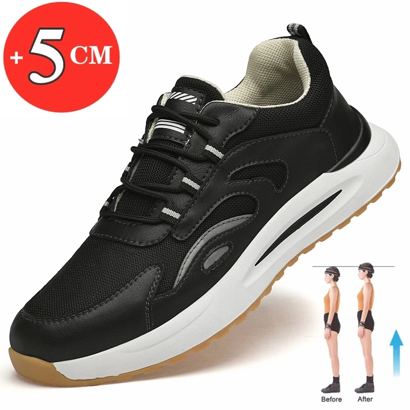 

Men Fashion Lift Sneakers Man Elevator Shoes Taller Heel Men's Invisible Height Increasing Insoles 5CM Comfortable Casual Sports