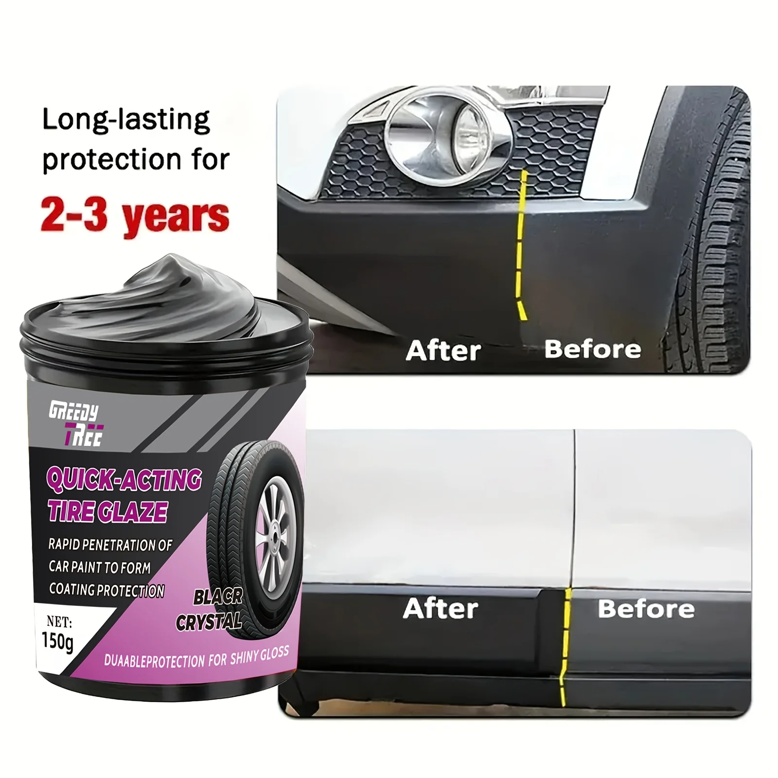 Car Tire/Plastic Repair Gel - Scratch/Oxid Remover, UV Shield for Tires/Bumpers/Trim, Safe on Rubber & Plastic image 5