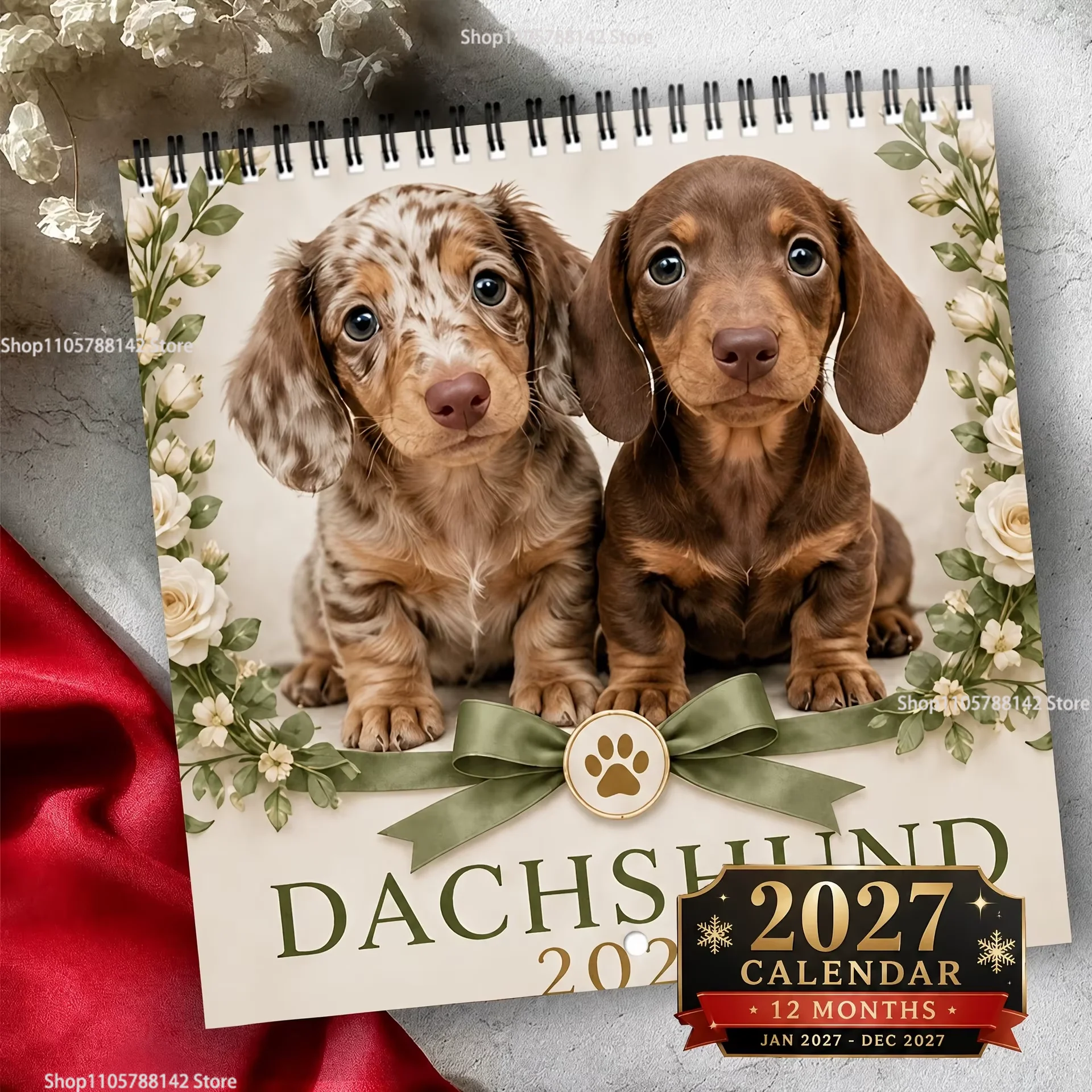 New Naughty Dachshunds 2027 Wall Calendar 12 Months of Sausage Dog Smiles,Family Ornament Calendar Hanging Wall Planner Gift