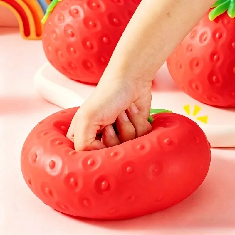 Big Strawberry Squishy Toy Size Strawberry Fidget Toys Slow Rising Shapeable Venting Ball for Adults Friends Gifts