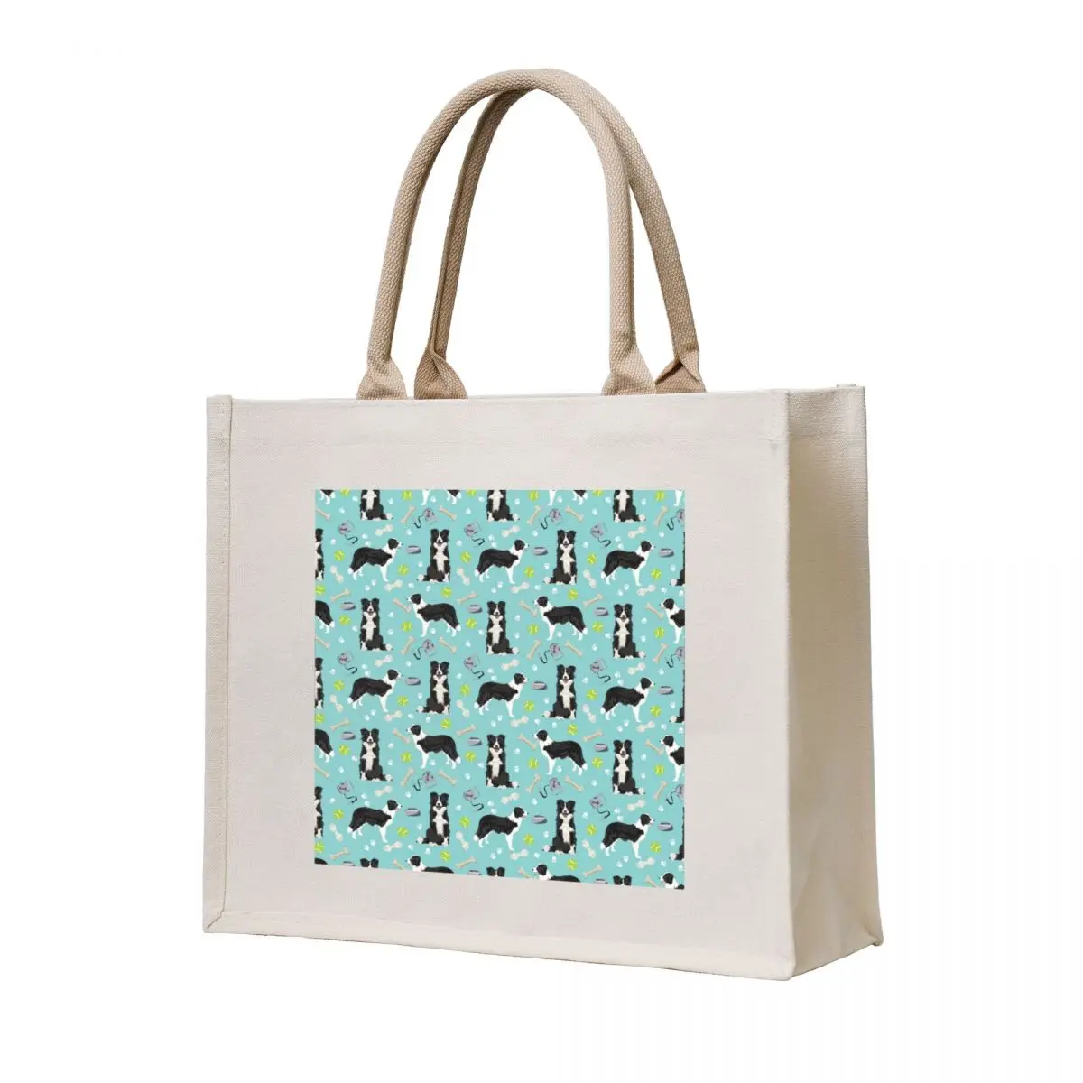 

Border Collie tennis ball cute pet portrait by pet friendly dog patterns dog breed gifts by PetFriendly Tote Bag eco bag folding