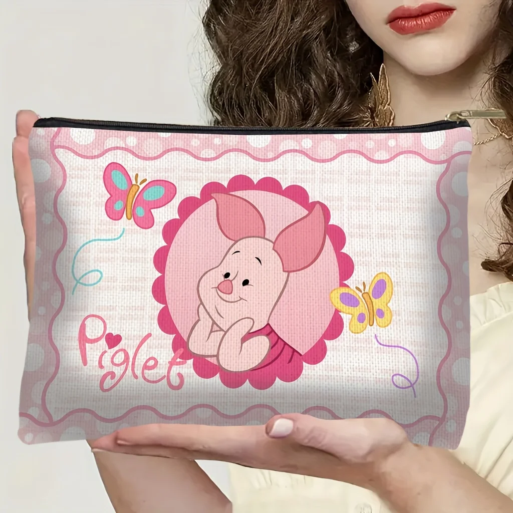 디즈니 피글렛과 제시에서 영감을 받은 메이크업 가방 - 여성용 귀엽고 다용도로 활용 가능한 지퍼백, 보석 보관 가방, 완벽한 여행용 지퍼 오거나이저 - 재미있는 생일 선물