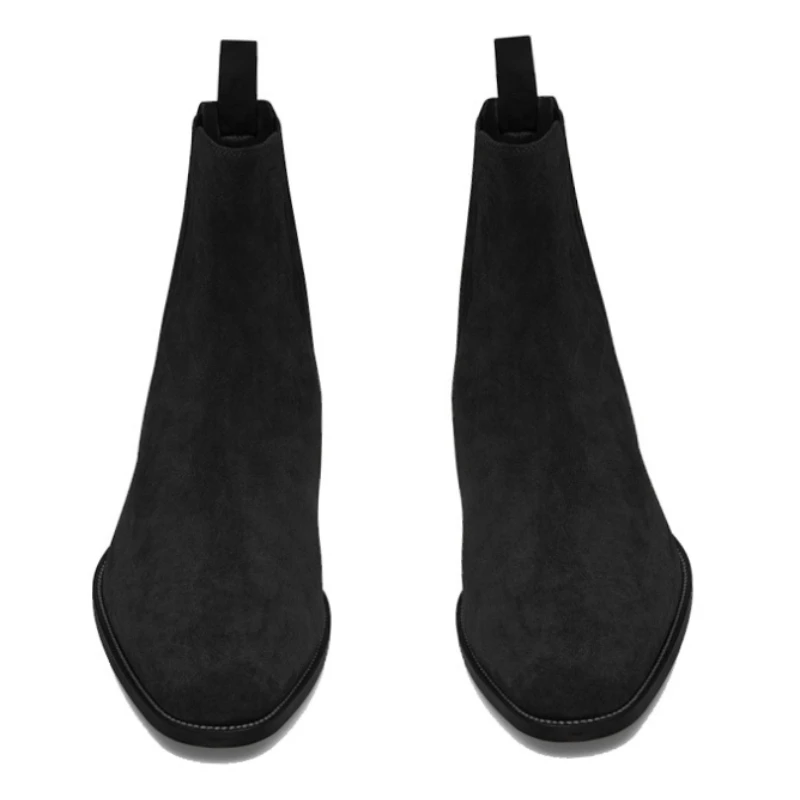 أنيقة البقرة المدبوغ تشيلسي أحذية الرجال عالية أعلى حذاء من الجلد مدبب الأعمال أحذية رسمية الرجال الأحذية مريحة الموضة مع كعب #5