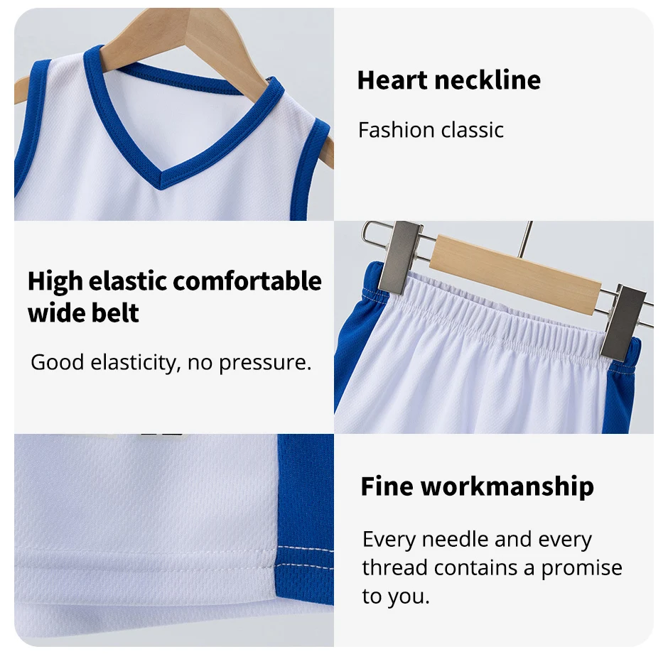 Sommer-Basketballanzug für Kinder, Sportweste für Jungen und Mädchen, Shorts-Anzug, 23rd Handsome, Westenanzug für Jungen und Studenten, 2-teilig. – Detail 9