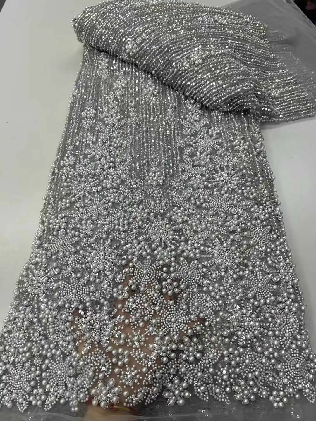 Новое сетчатое кружево ручной работы с бахромой и бисером с пайетками для свадебного женского платья, довольно популярное, супервысочайшее качество, роскошная ткань