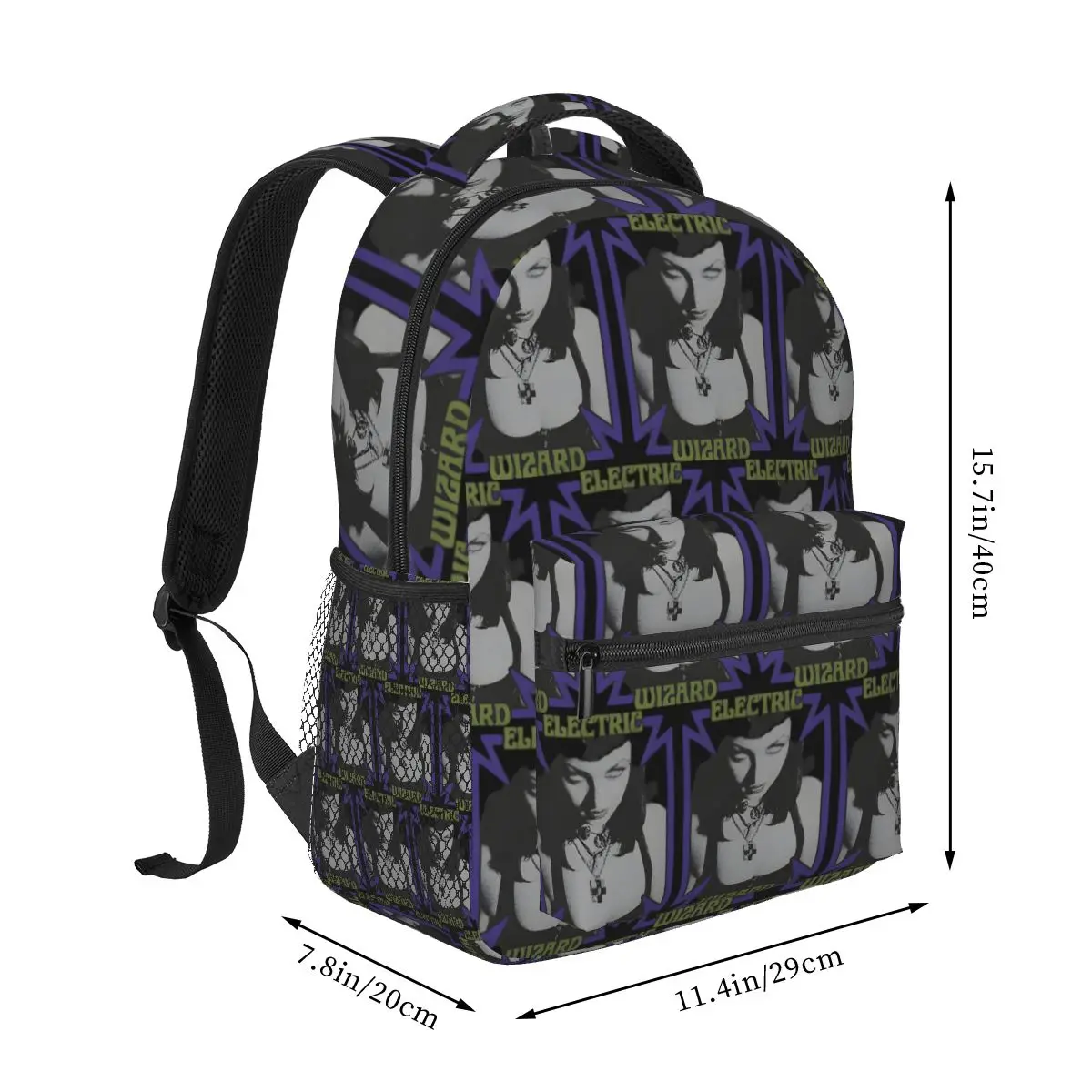 Art Band Electric Wizard Backpacks Boys Girls Bookbag Students School Bags Cartoon Kids Rucksack Shoulder Bag Large Capacity