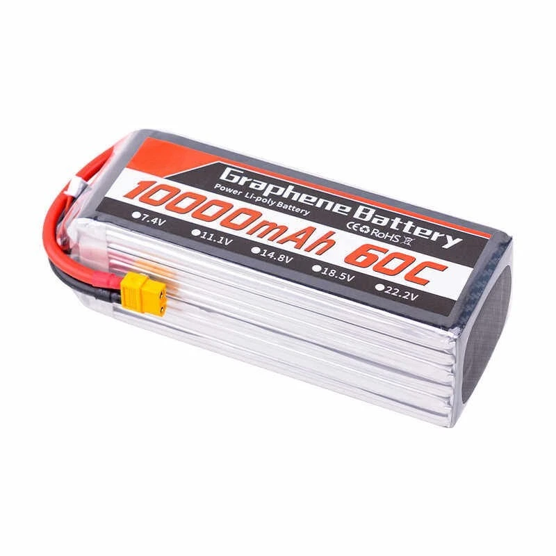 Batterie Lipo pour Drone, 22.2V, 6s, 60C, 10000mAh, connecteur XT60/XT90/T EC5, pour hélicoptère RC Quadcopter, voiture Monster