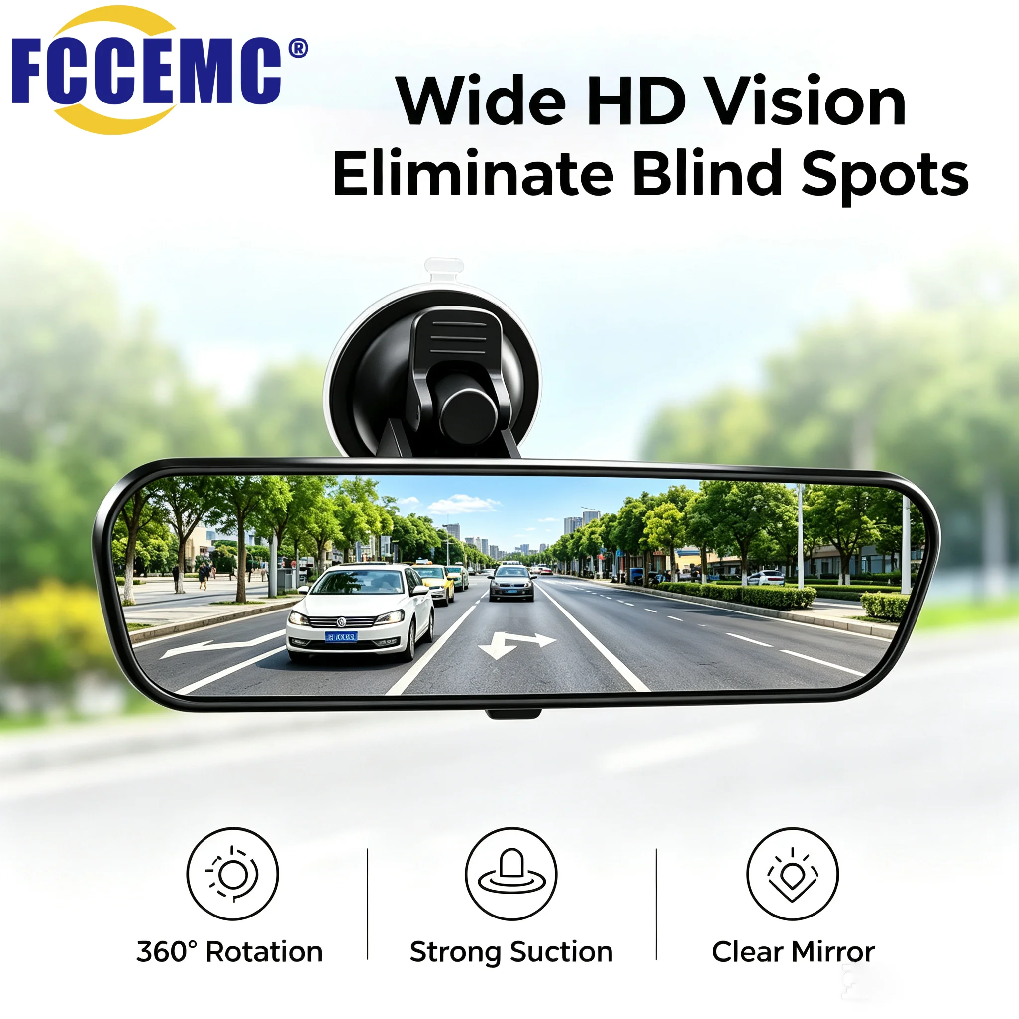 Car Interior Rear View Mirror 360° Rotates Rear Mirror Wide-angle Mirror Adjustable Suction Cup Universal Auto Accessories
