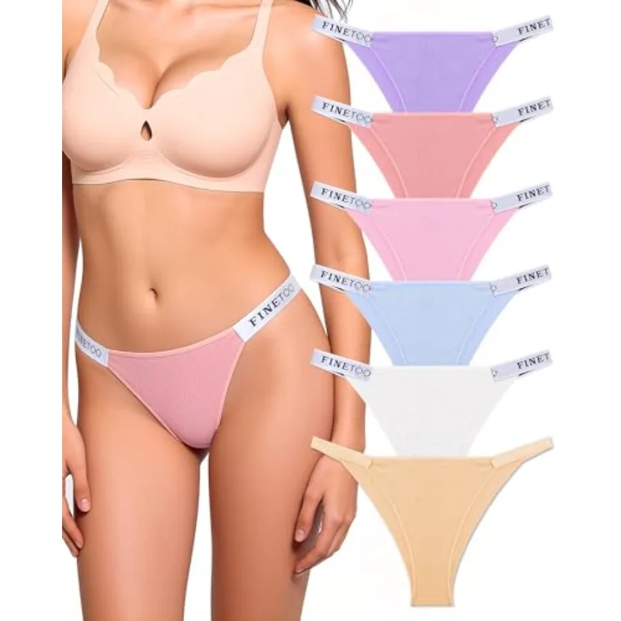 

Womens Underwear Cotton High Cut String Bikini Panties Low Rise Hipster Ladies Sexy Cheeky Underwear 6 Pack