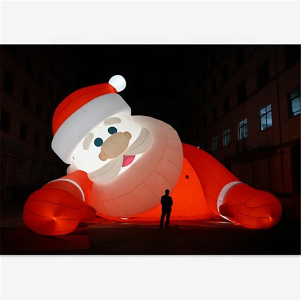 Giant Lying Commercial Inflatable Santa Claus With Led Lights Lovely Father Christmas For Outdoor Xmas Yard Holiday