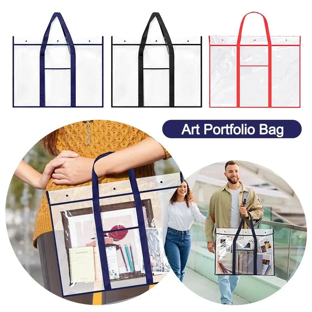 NEW Durable Art Portfolio Bag Large Capacity PVC Poster Storage Bag Waterproof Drawing Portfolio Case Student