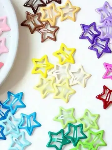 10/30/50pcs Colorful Star BB Hair Clips Girls Y2K Cute Star Barrettes Women Simple Metal Snap Clip Headdress Hair Jewelry Access