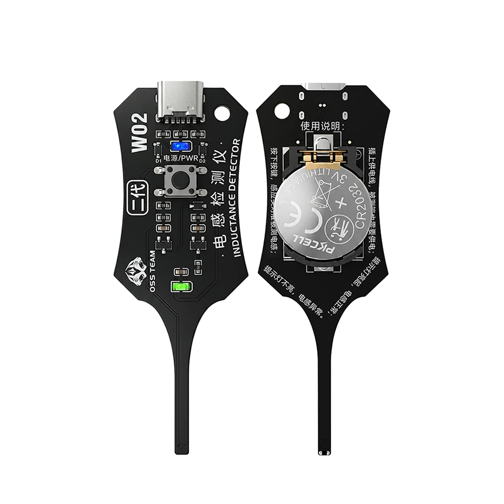 DC 5V Inductance Tester Motherboard Coil Type-C Coil Inductor Fault Detector with Green Light Indicator for Phone PCB Repair