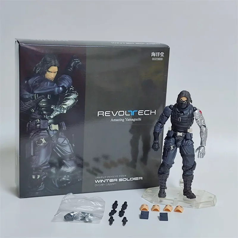 

Kaiyodo Winter Soldier Revoltech Amazing Yamaguchi Bucky Barnes Captain America Anime Action Figures Movable Collectible Toys