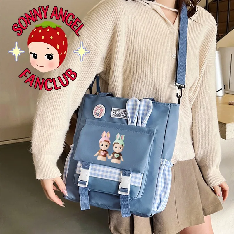 Sonny Angel Cute Crossbody Bags Girls Large Capacity Student Tote Bag Canvas Commuter Women Handbag Outdoor Leisure Ins Y2k Gift