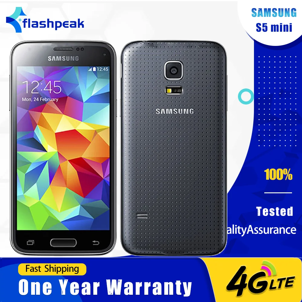 هاتف سامسونج جالاكسي S5 mini G800F 4G الأصلي، 1.5 جيجابايت رام، 16 جيجابايت روم 8 ميجابكسل + 2.1 ميجابكسل 4.5 بوصة، هاتف أندرويد رباعي النواة
