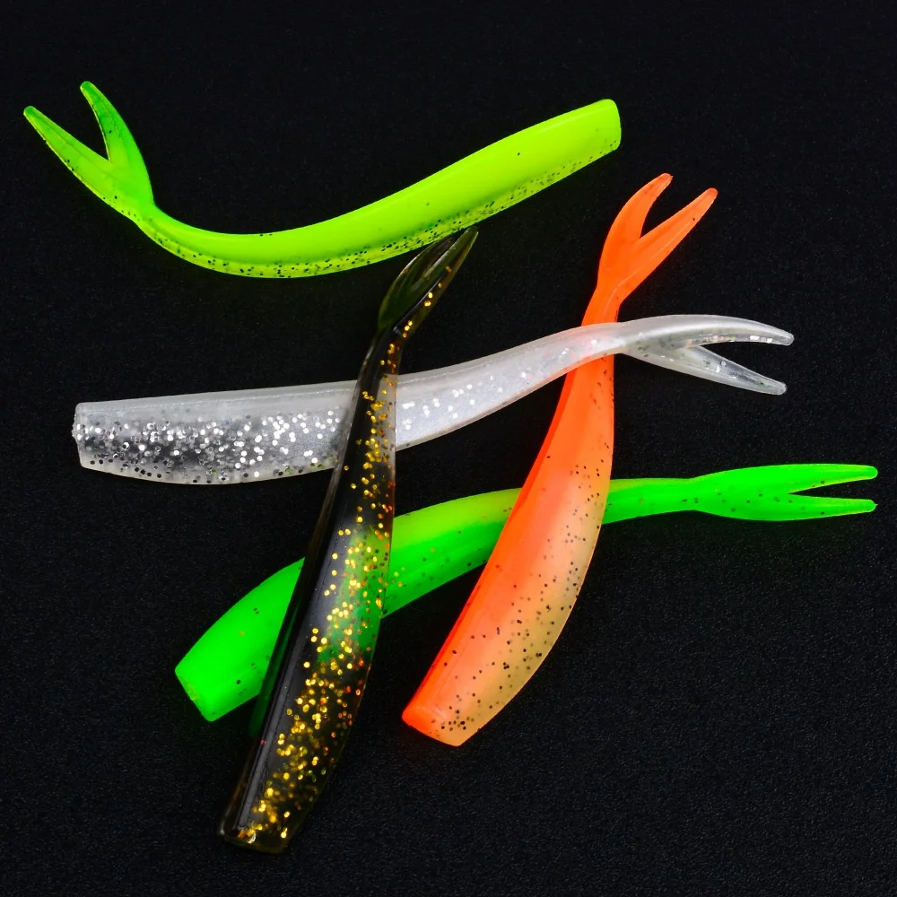 10PCS/Bag Artificial Silicone Wobbler Bait Fish Shaped Forked Tail Soft Worm Bait 10CM Bass Sea/Freshwater Fishing Lure