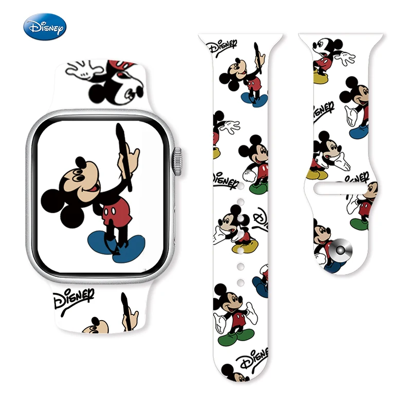 Disney Buntes Mickey-Print-Armband für Apple Watch 11 10 9, Silikonband, austauschbares Armband für iWatch 46/44/42/41 mm