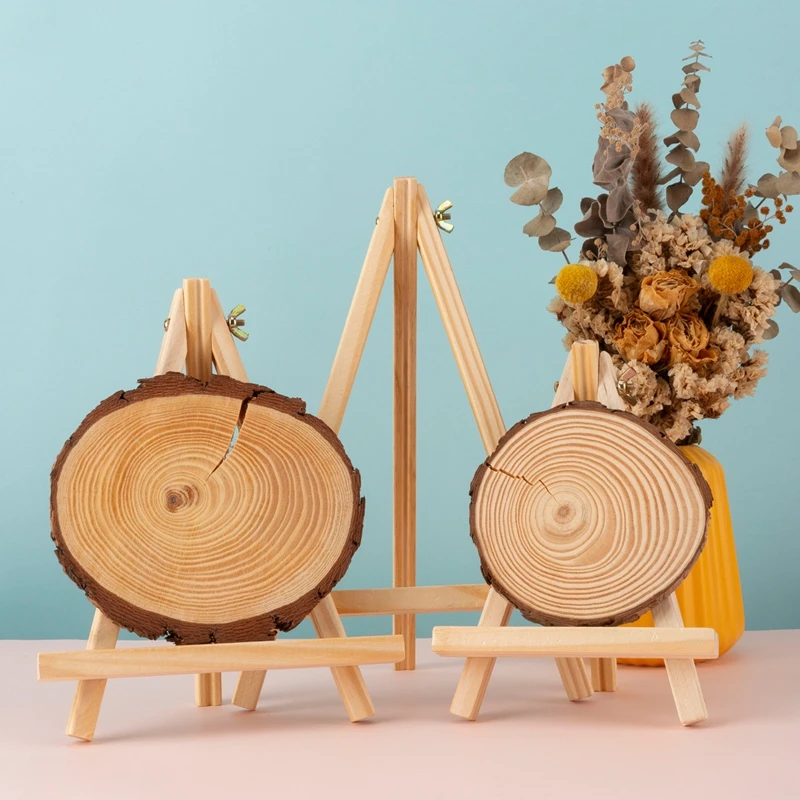 Pine Wood Mini Triangle Easel Stand Sturdy Lightweight Wooden Desktop Display Holder For Phone Tablet Tabletop Home Indoor Decor