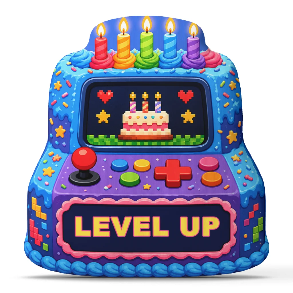 Level Up Birthday Arcade Game Plush Pillow Gamer Cake Cushion Irregular Stuffed Throw Pillow Gaming Party Gift Home Decor