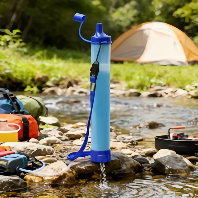 Camping Water Filter Straw Portable Emergency Water Purification Tool Survival Gear for Hiking Backpacking Outdoor Activities