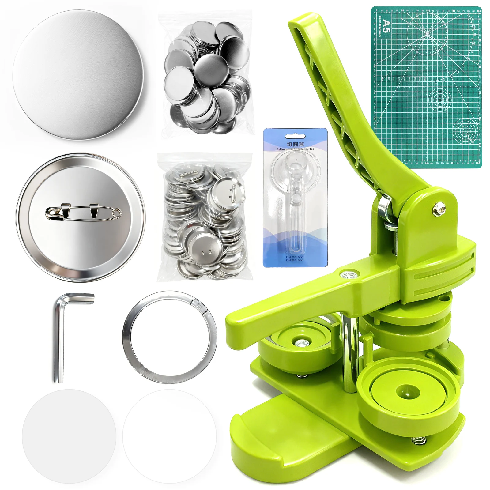 58-mm-Knopfmaschine, DIY-Maschine zur Herstellung von Anstecknadeln, Broschen, Abzeichen, Werkzeuge zur Herstellung von Druckknopfteilen