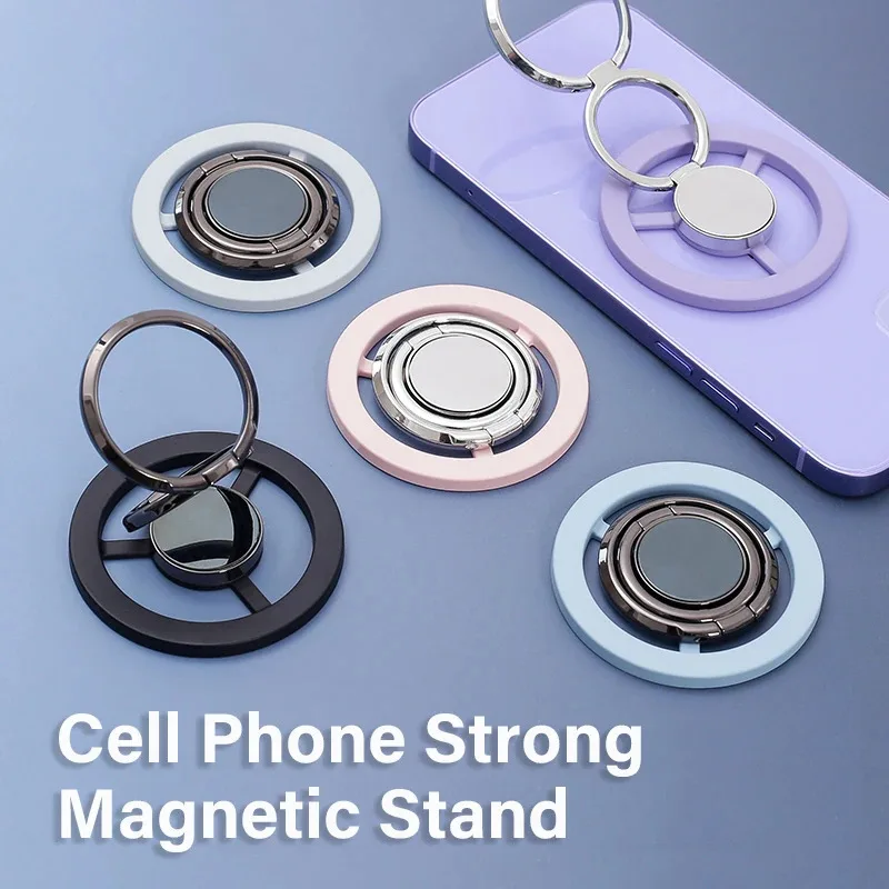 Phone Stand Strong Magnetic Finger Ring Holder Bracket Double Foldable Stand For iPhone 14 15 pro/Max Samsung Huawei Stand