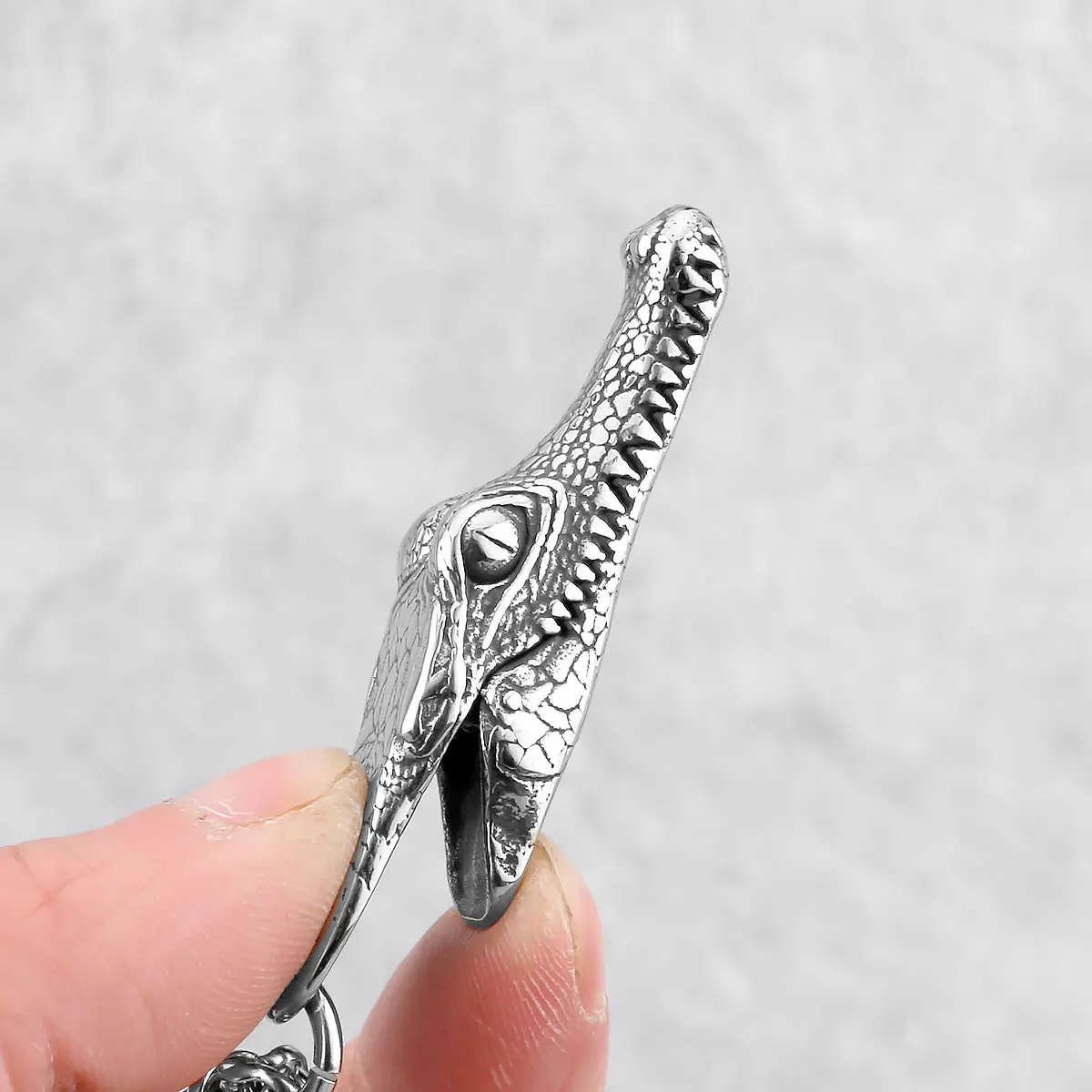 316L Stainless Steel Men\'s Domineering Design Animal Crocodile Necklace Nordic Vintage Amulet Pendant Scandinavian Odin Jewelry