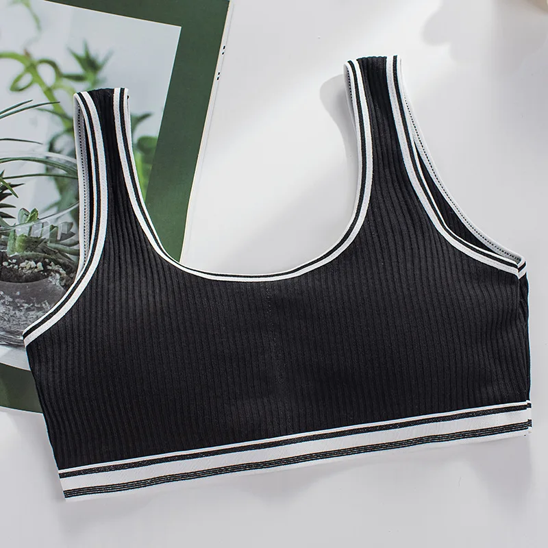 9-18Y Girls Sport Bras Cotton Teenager Underwear Training Bras Vest Girl Underwear Teen Bras with Chest Pad Puberty Clothing