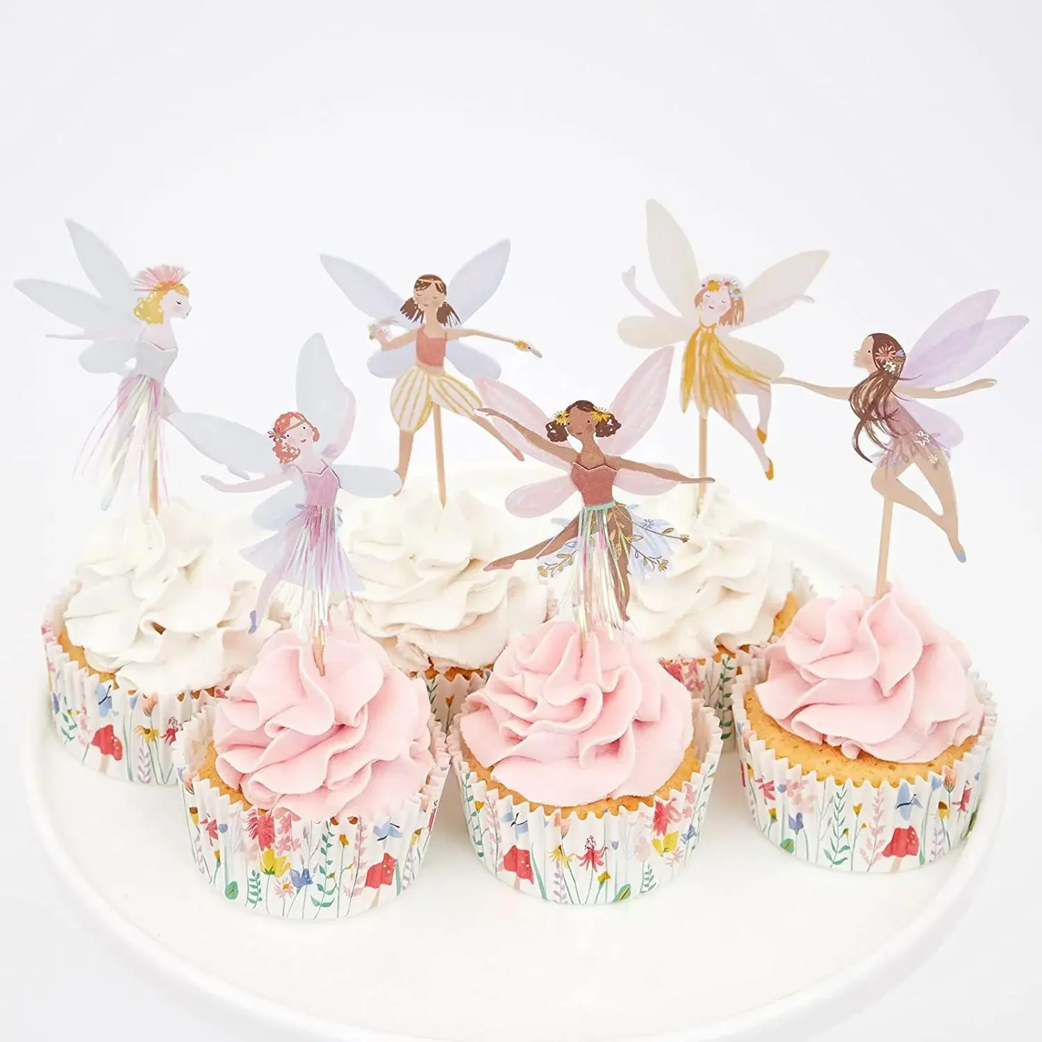 12/24pcs Fairy Cupcake Topper Girl Birthday Cake Topper Fairy Themed Party Decorations Ballet Dancer Cake Decoration