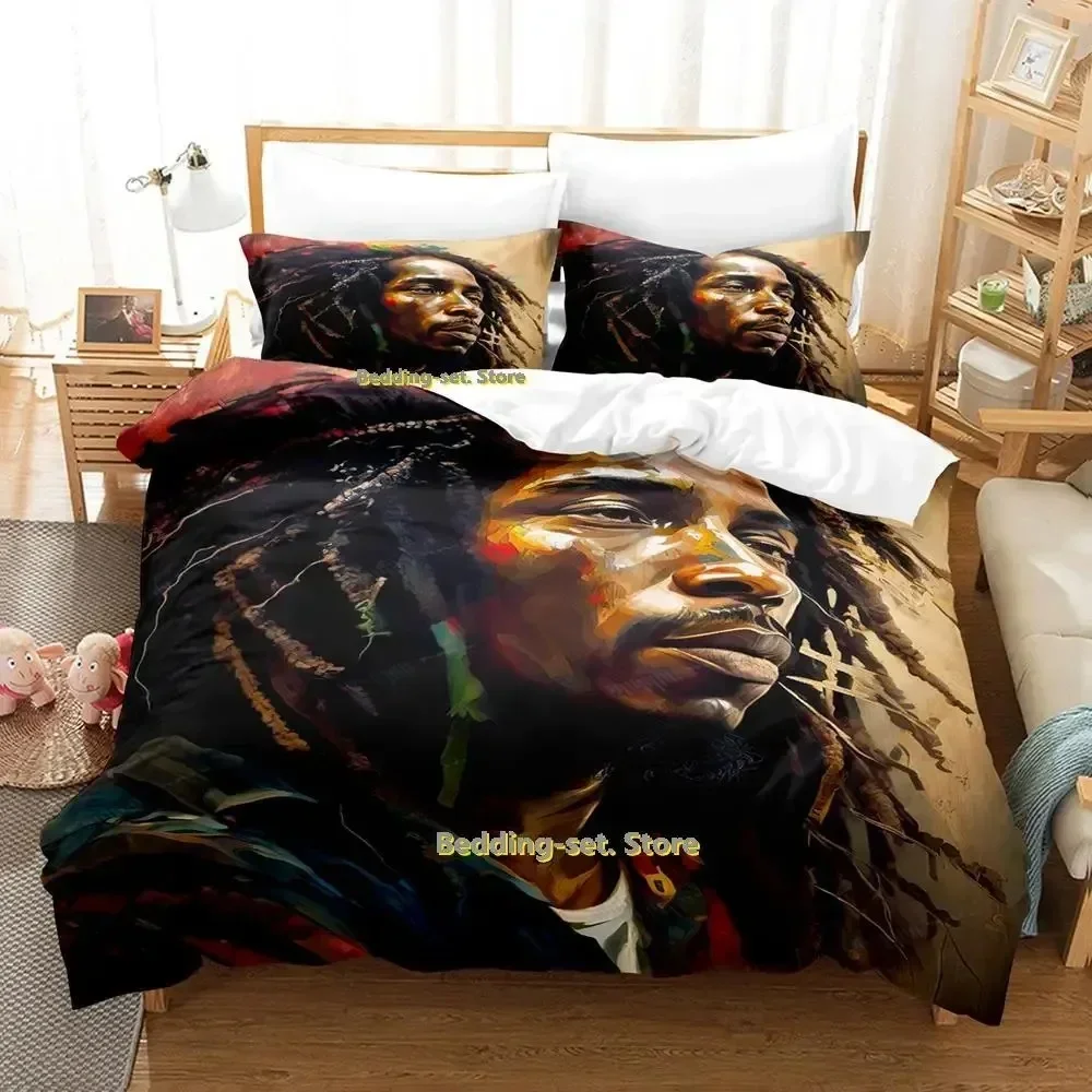 Popular Bob Marley lion Bedding Set Single Twin Full Queen King Size Bed Set Adult Kid Bedroom Duvetcover Sets New Anime Bed