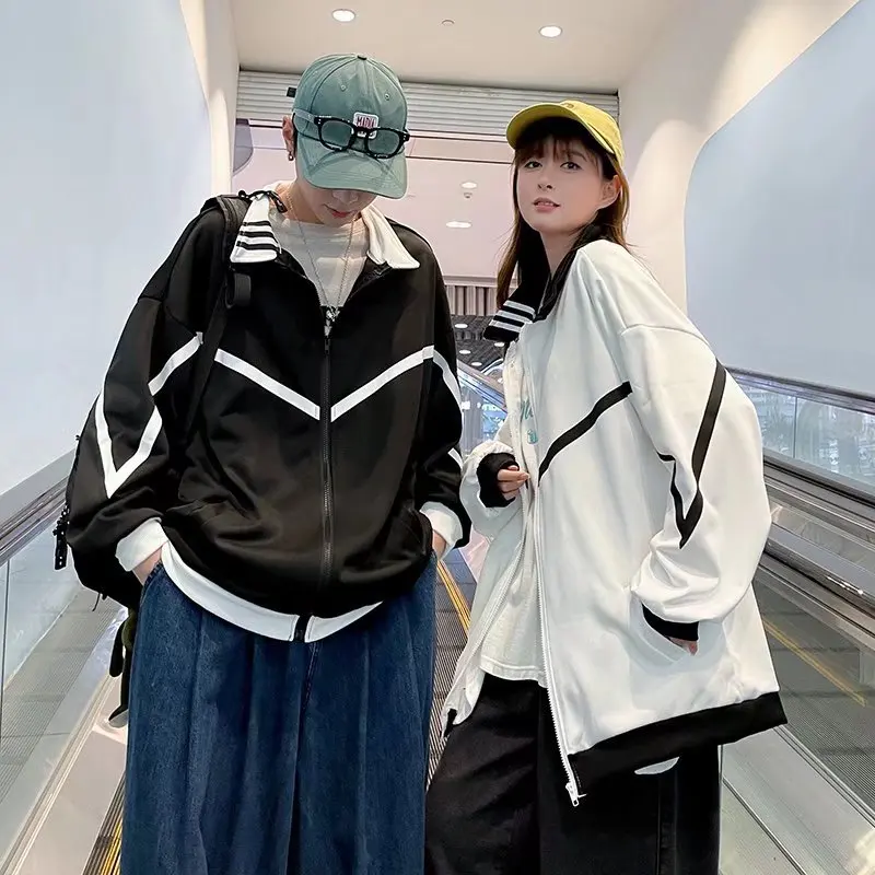 

Весенне-осенний тонкий бейсбольный джгут для мужчин, верхняя одежда для пар, молодежная модная длинная куртка из полиэстера с застежкой-молнией свека, свободная посадка