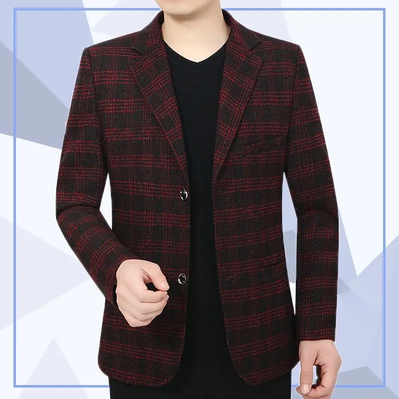 

2023 New Vintage Plaid Blazer Stylish Male Fashion Blazer Suit Jacket Business Casual Blazer for Men Regular Hombre L124