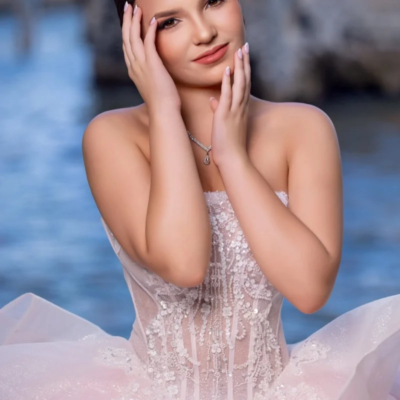 Light Pink Quinceanera Dress Glitter Crystal Beadwork Decal Long tail off-shoulder Bow Vestidos De 15 Quinceanera ﻿Customize