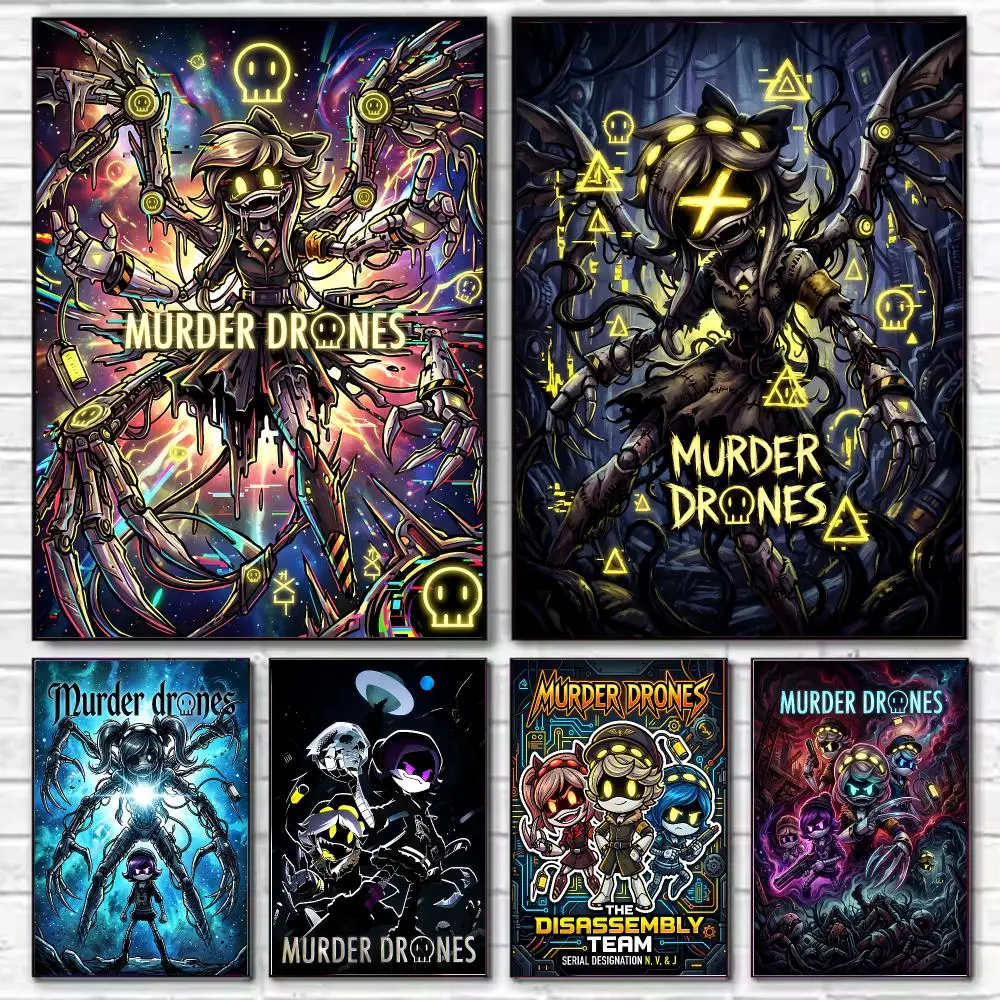 Cartoon M-Murder Drones Poster HD Art Decorative Wall Art Waterproof Home Décor for Living Room Bedroom Café Stylish Gift