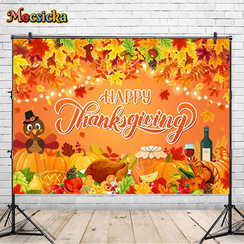 

Mocsicka Photography Background Thanksgiving Bumper Harvest Food Party Cake Smash Family Portrait Decor Photo Backdrop Studio