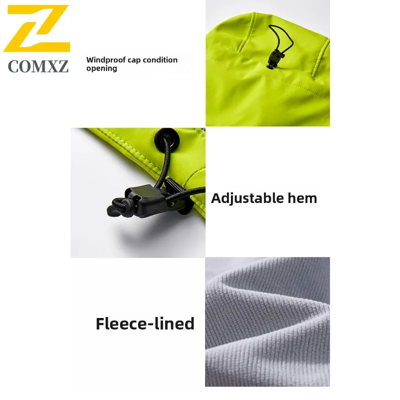 سترة COMXZ للرجال بغطاء للرأس خفيفة الوزن مقاومة للماء ومضادة للرياح في الهواء الطلق والمغامرة وركوب الدراجات والصيد سترة خريف كلاسيكية جديدة في السترة