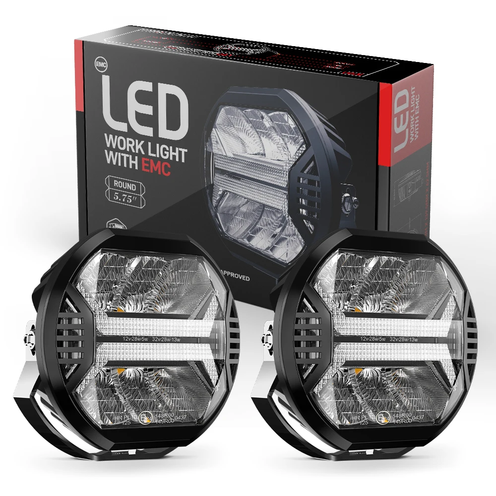 Emark المعتمدة سيارة Led ضوء العمل بار 5.75/4 بوصة العنبر DRL السيارات ضوء مصباح الضباب لسيارة SUV شاحنة 4x4 قارب ATV بارا الأضواء
