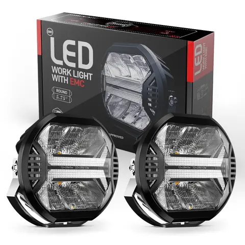 Emark 승인 자동차 Led 작업 표시 줄 5.75/4 인치 앰버 DRL 자동 조명 안개 램프 자동차 SUV 트럭 4x4 보트 ATV Barra 스포트라이트