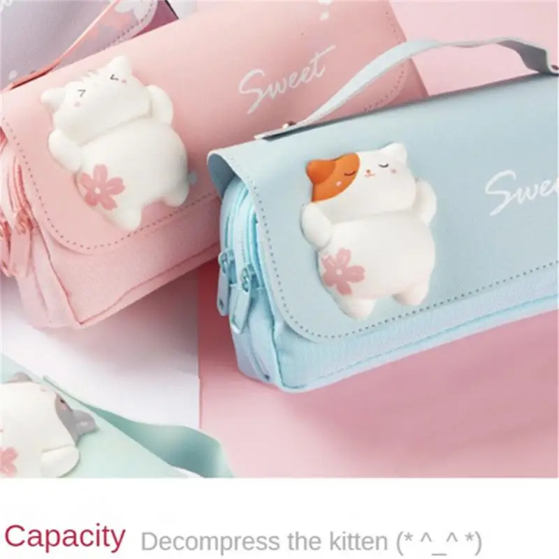 Декомпрессионный чехол для ручек для девочек, милые водонепроницаемые школьные принадлежности, органайзер в эстетике, корейские Канцтовары
