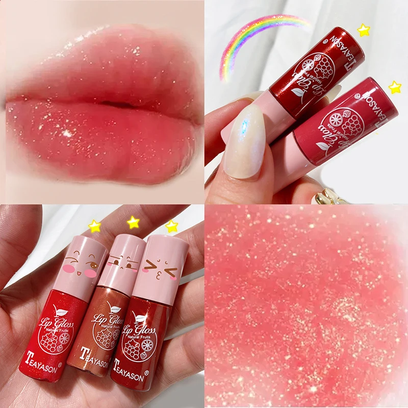 Rouge à lèvres liquide cristal brillant pour filles, maquillage coréen, brillant, miroir, mignon, transparent, nu