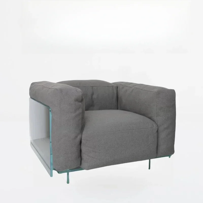 Italian casual sofa chair designer living room single armrest sofa cotton and linen fabric Italian minimalist single chair