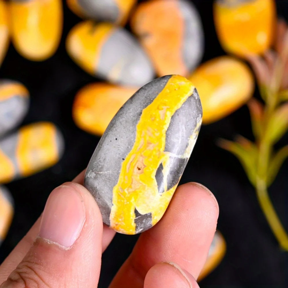 1Pc Bumblebee Jasper Palm Stone Natural Crystal for Home & Office Decor, Perfect Gift for Birthdays & Holidays - view 4