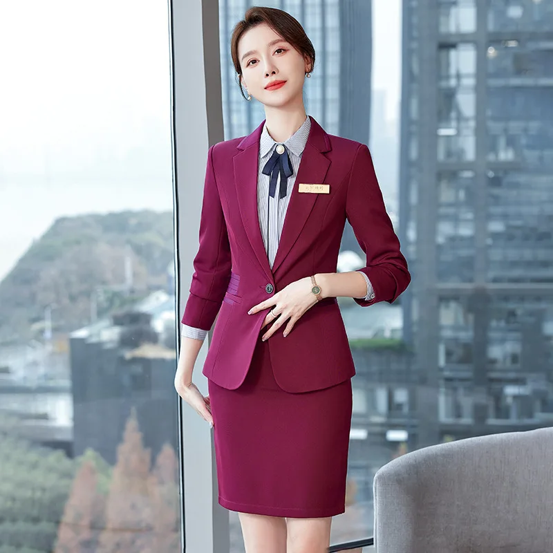 

Business Wear Women's Clothing Elegant Small Suit Shirt Suit Skirt Two-Piece Suit Spring and Autumn Salesman Sales Hotel Work Cl