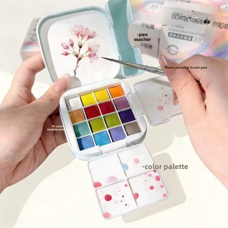 Aquarellfarben-Set Mini Tragbare Farbpalette mit Aquarellpigmenten für Künstler Malerei und Skizzen