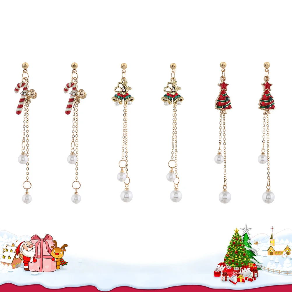 

3 Pair Fashion Christmas Earrings Stylish Ear Creative Christmas Gift Party Ear Accessories for Women