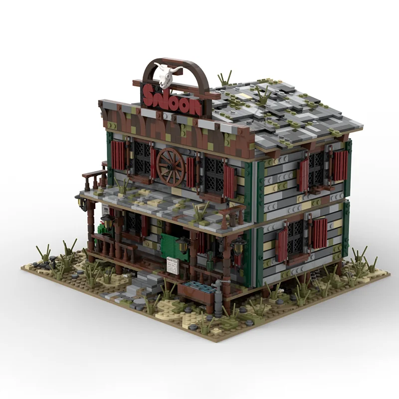 ตัวต่อโมเดลอาคารสองชั้นสไตล์ตะวันตก ชุดตัวต่อเทคโนโลยีแบบแยกส่วน ของขวัญคริสต์มาส ของเล่นประกอบเอง