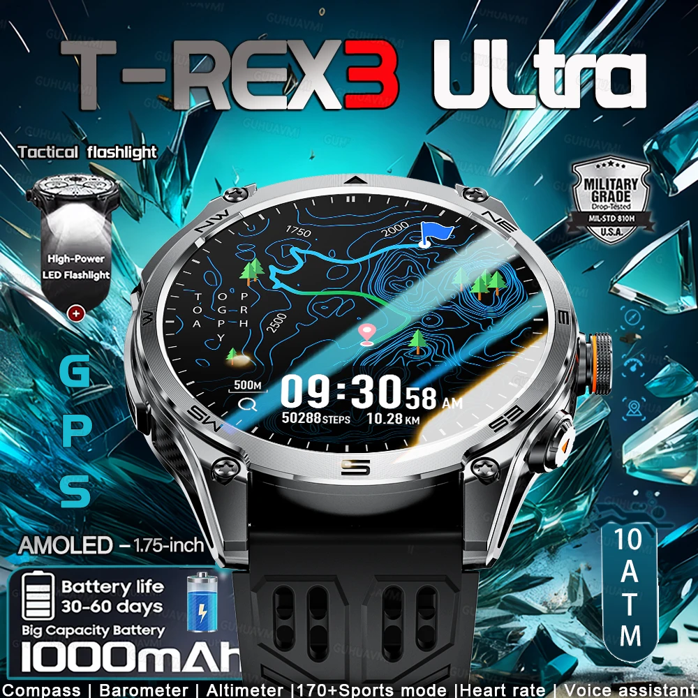 

New 2025 Best Outdoors Military GPS Sports Smart Watch 10ATM Waterproof Built-in Dual-Band Compass Altimeter Swimming Smartwatch