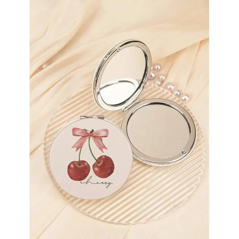 5/10pcs Cute Fruit Print Handheld - Round Double Sided Portable Makeup Mirror For Women, Girls, Travel, Purse, Pocket Ideal Gift
